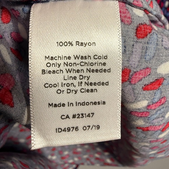 Talbots Blouse Women's Large Blue Pink Purple Long Sleeve‎ Top Large Tie Stretch - Picture 4 of 5